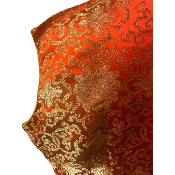 Asian Red and Gold Vintage 100% Silk Sleeveless Vest Size XXL - Picture 4 of 13